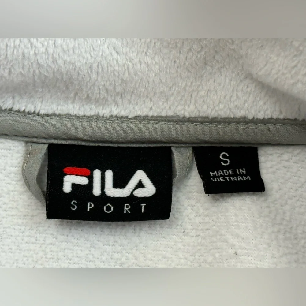 FILA Sport Women's Zip Up Jacket, Mock Neck Soft Fleece, White Gray Size Small - Picture 10 of 13